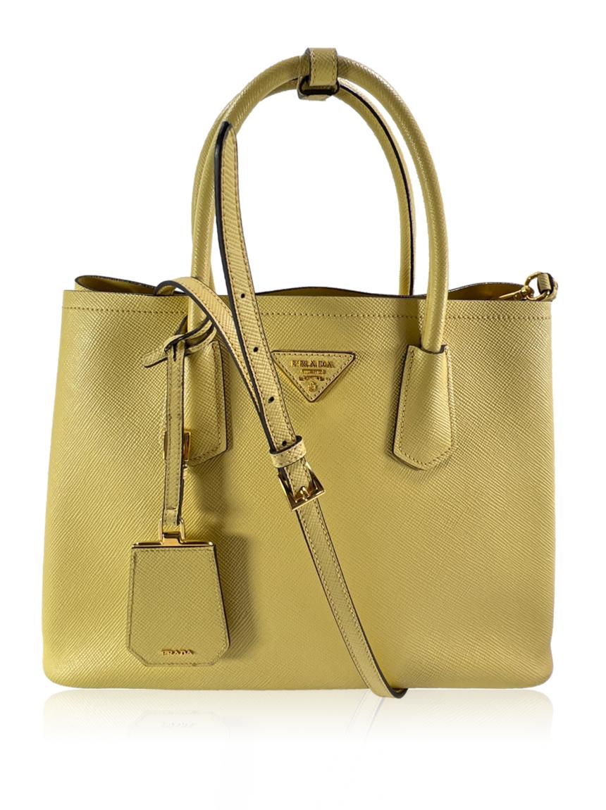 prada prada double handle amarela yellow