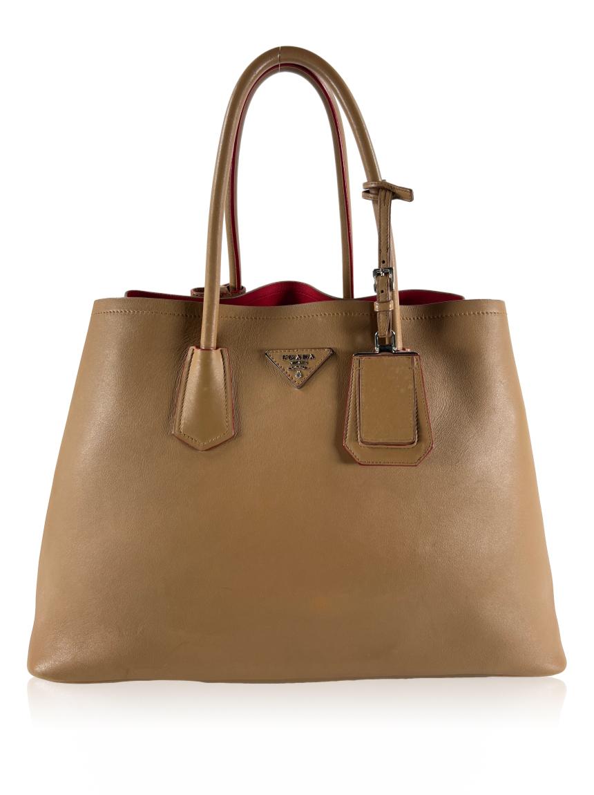 prada prada double handle marrom brown