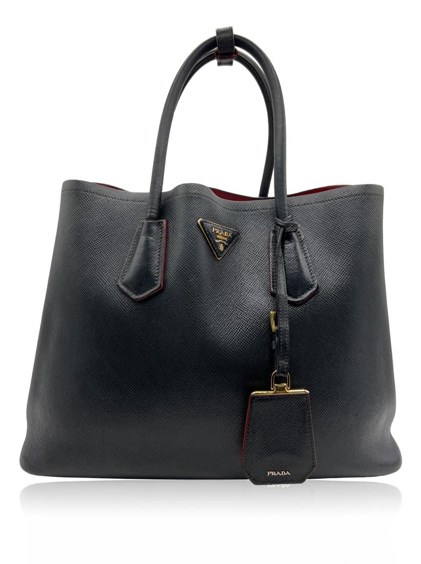 prada prada double handle saffiano preta black