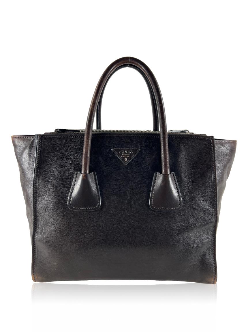 prada prada double zip marrom brown