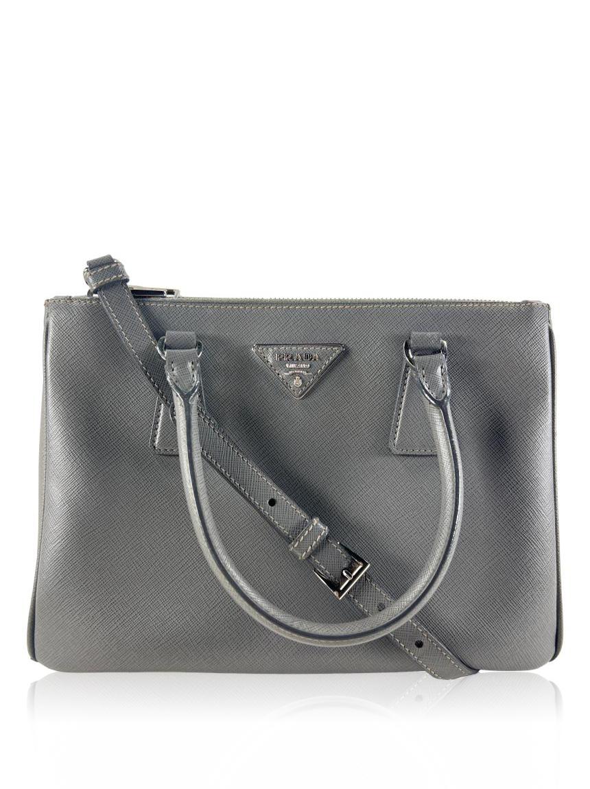 prada prada double zip saffiano cinza gray