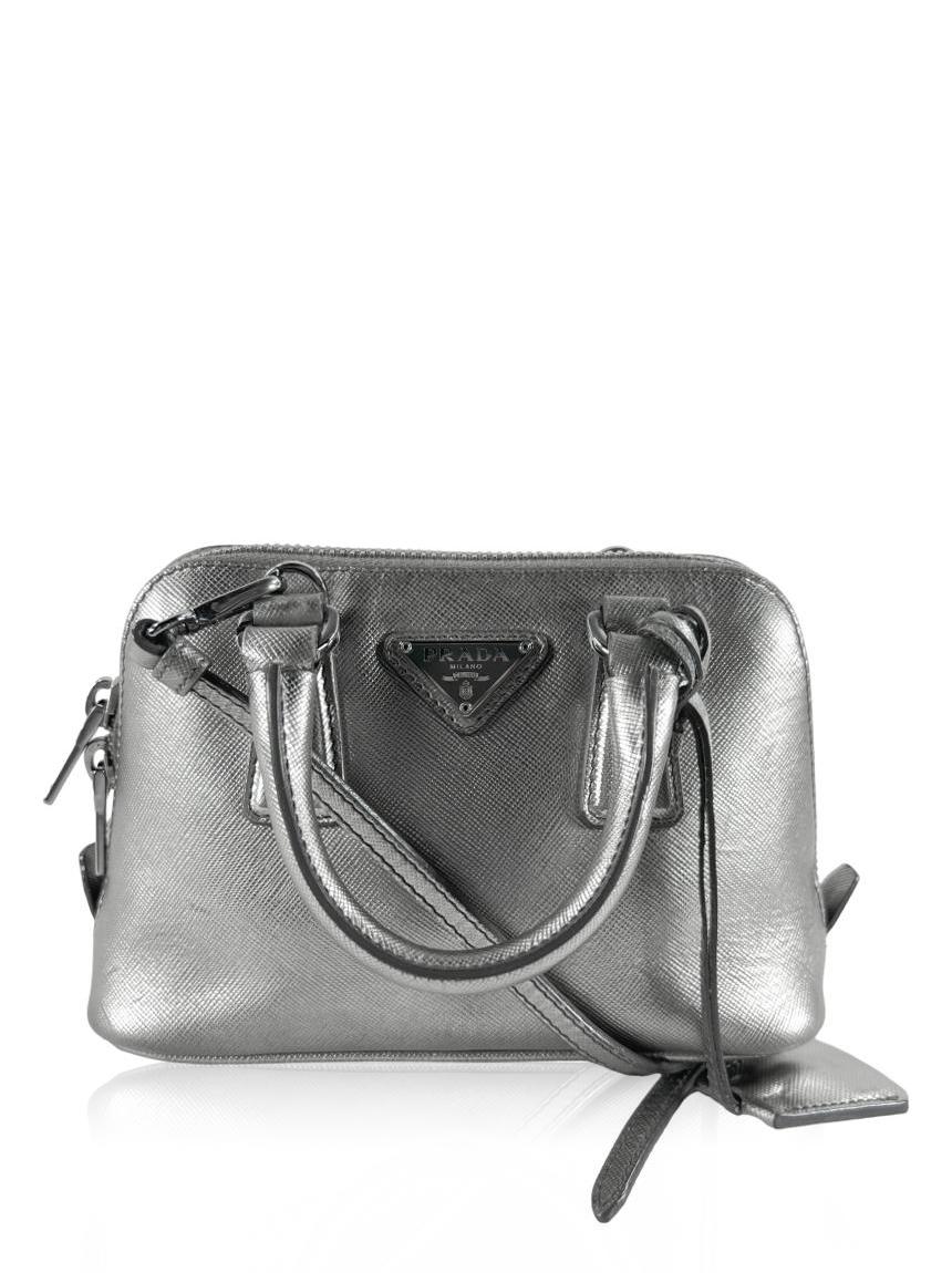 prada prada promenade saffiano lux metalizada metallic mini