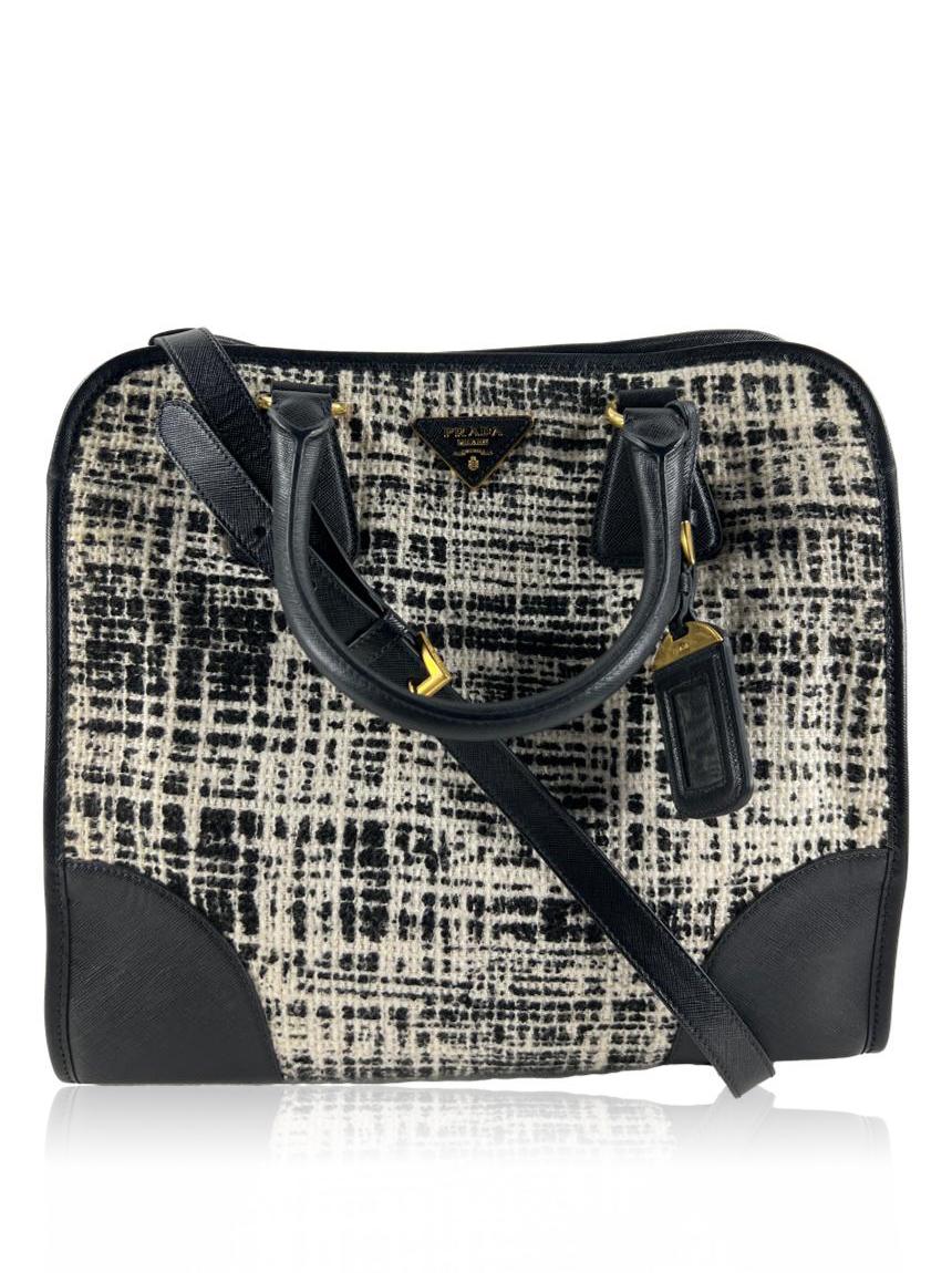 prada prada tela tweed saffiano bicolor saffiano