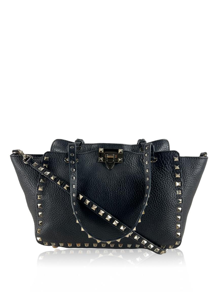 valentino valentino rockstud trapeze couro preta gold