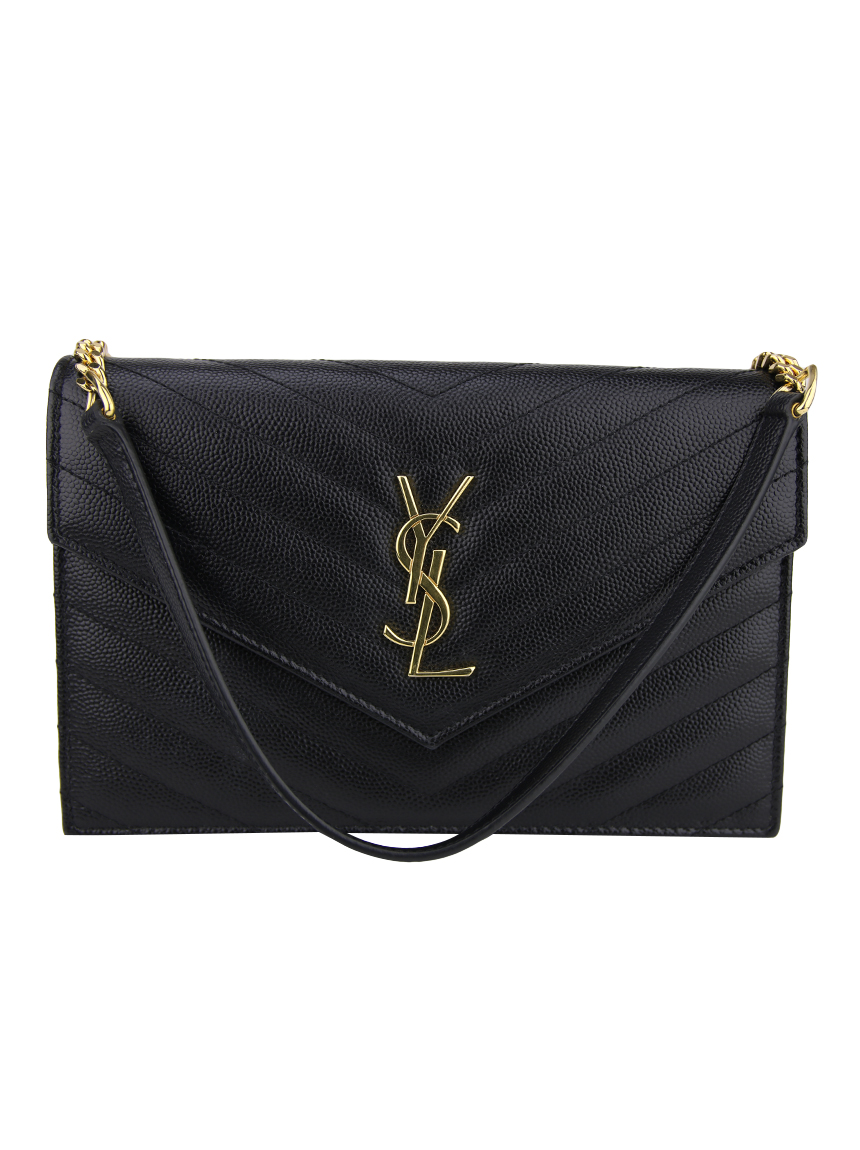 Bolsa Yves Saint Laurent Envelope Chain Wallet Preta - FIR3