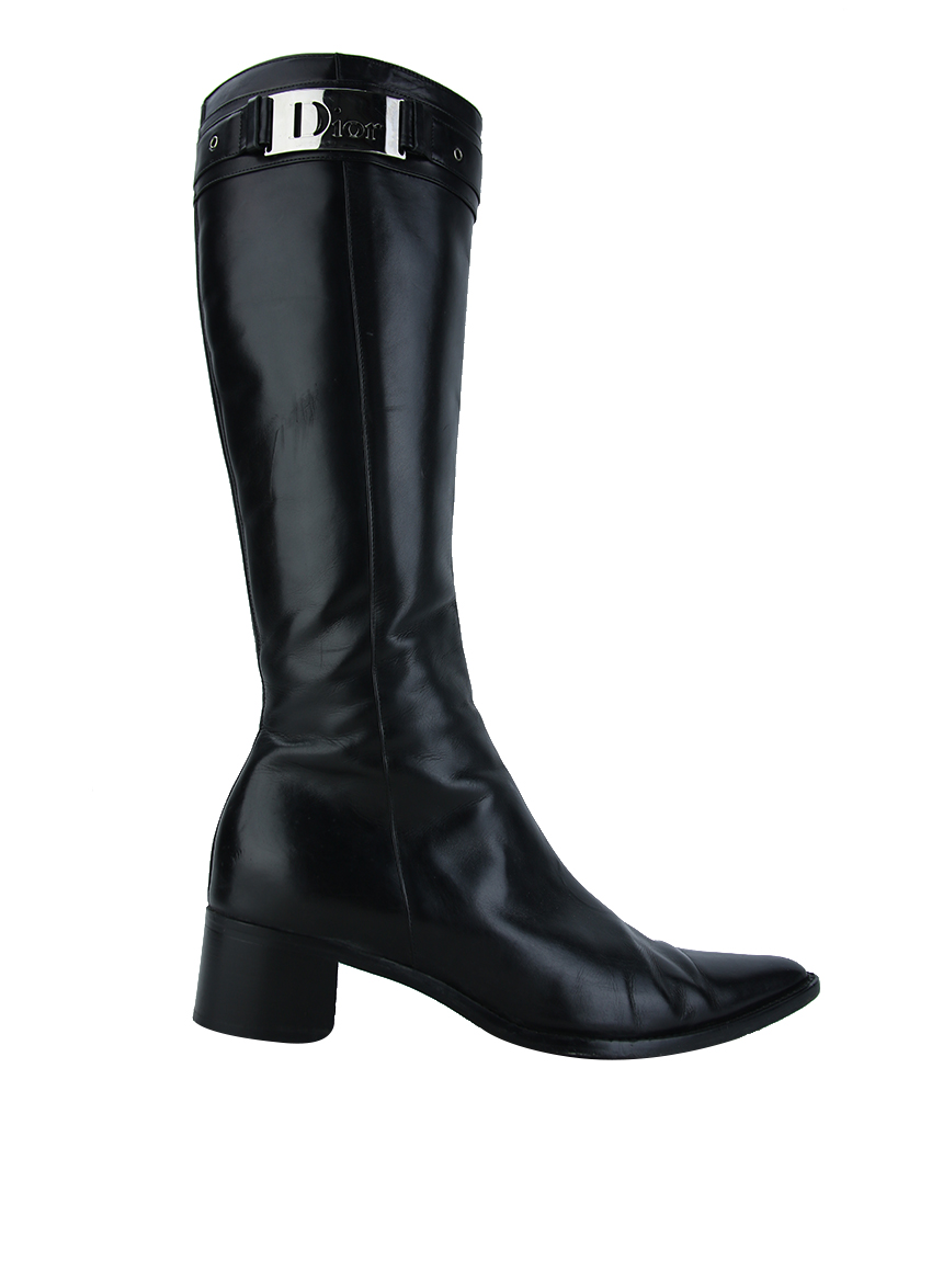Bota Christian Dior Couro Preto Original SZ3481 Etiqueta Única
