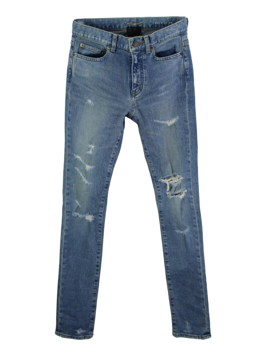 パンツ saint laurent paris skinny jeans 16aw 28 Saint Laurent Calça Jeans Skinny Destroyed | Azul | FARFETCH BR