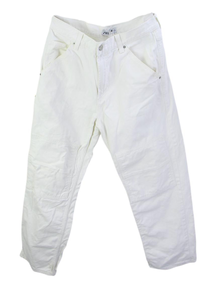 Calça Zara Cargo Jeans Branco Original - AEAB12