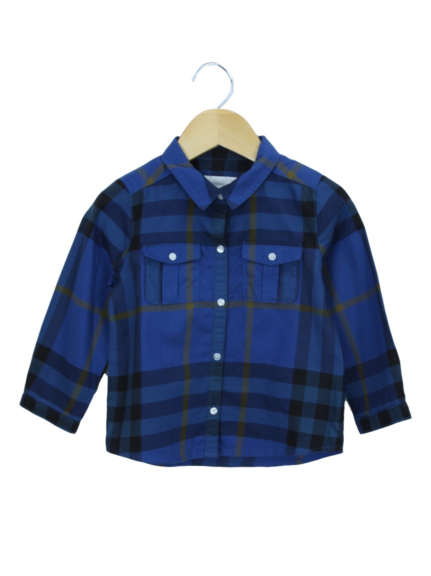 Camisa Burberry Children Xadrez Azul Toddler Infantil Original