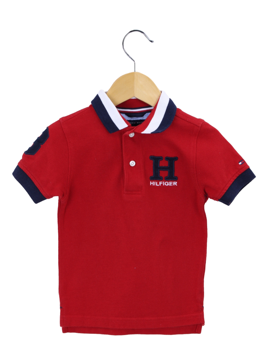 Camisa Tommy Hilfiger Polo Vermelha Infantil TR677 Original