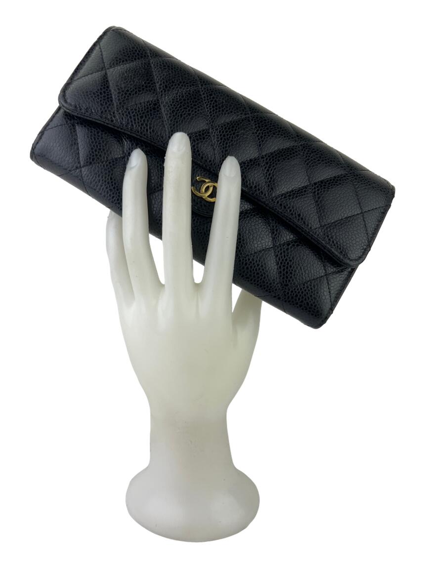 Carteira Chanel Quilted Gusset Flap Preto Original Etiqueta Nica