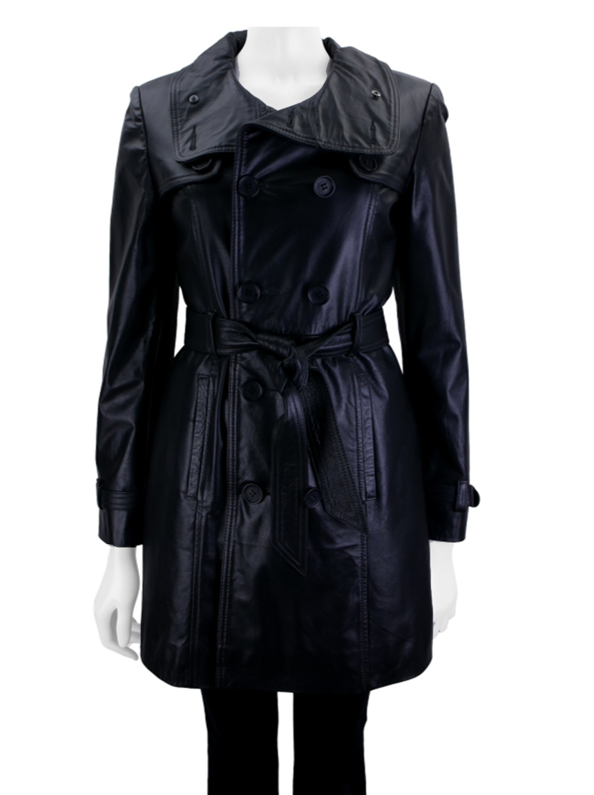 i'm here:tac:tac UN（I）FORM COAT Casaco Zoomp Trench Coat Couro Preto - THL39 Original | Etiqueta Única