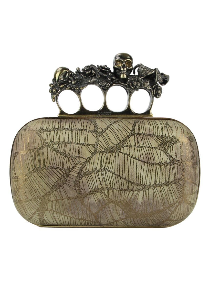 Clutch Alexander McQueen Knuckle Box Bege - DGX49 Original