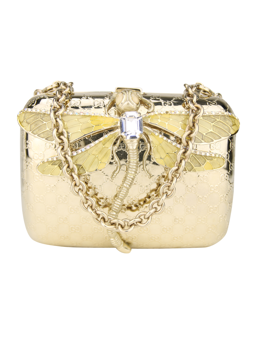 ジューシークチュールゴールド ケース Clutch Gucci Dragonfly Minaudiere Evening Dourada - PJ228 Original