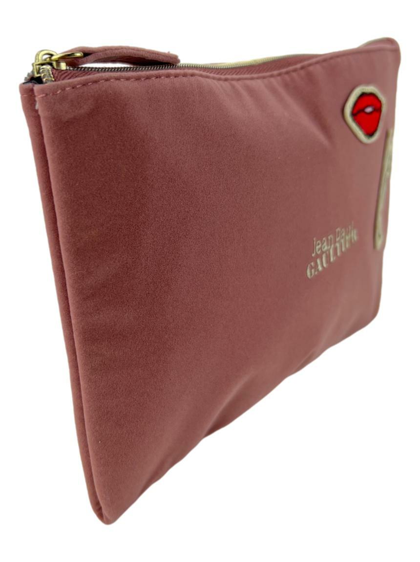 Sac à Main Clutch Jean Paul Gaultier - Velours Et Daim Rose Délavé - Doré - NEUF Avec étiquettes