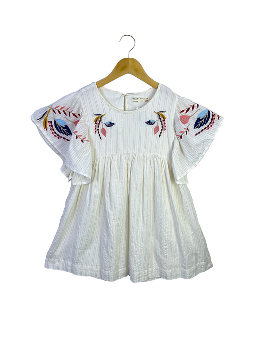 Vestido Zara Bordado Off-White - HZM23 Original