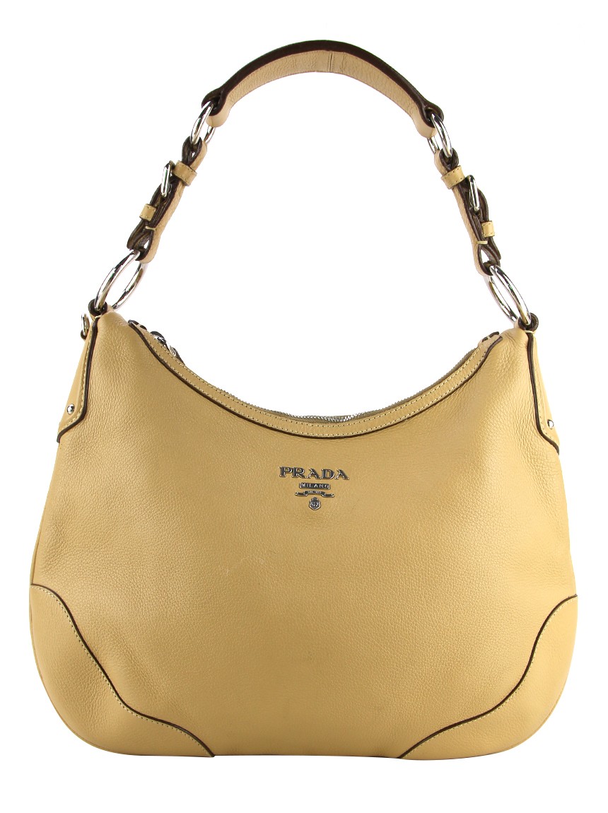 Bolsa Prada Hobo Couro Bege Original - AAYB1 | Etiqueta Única