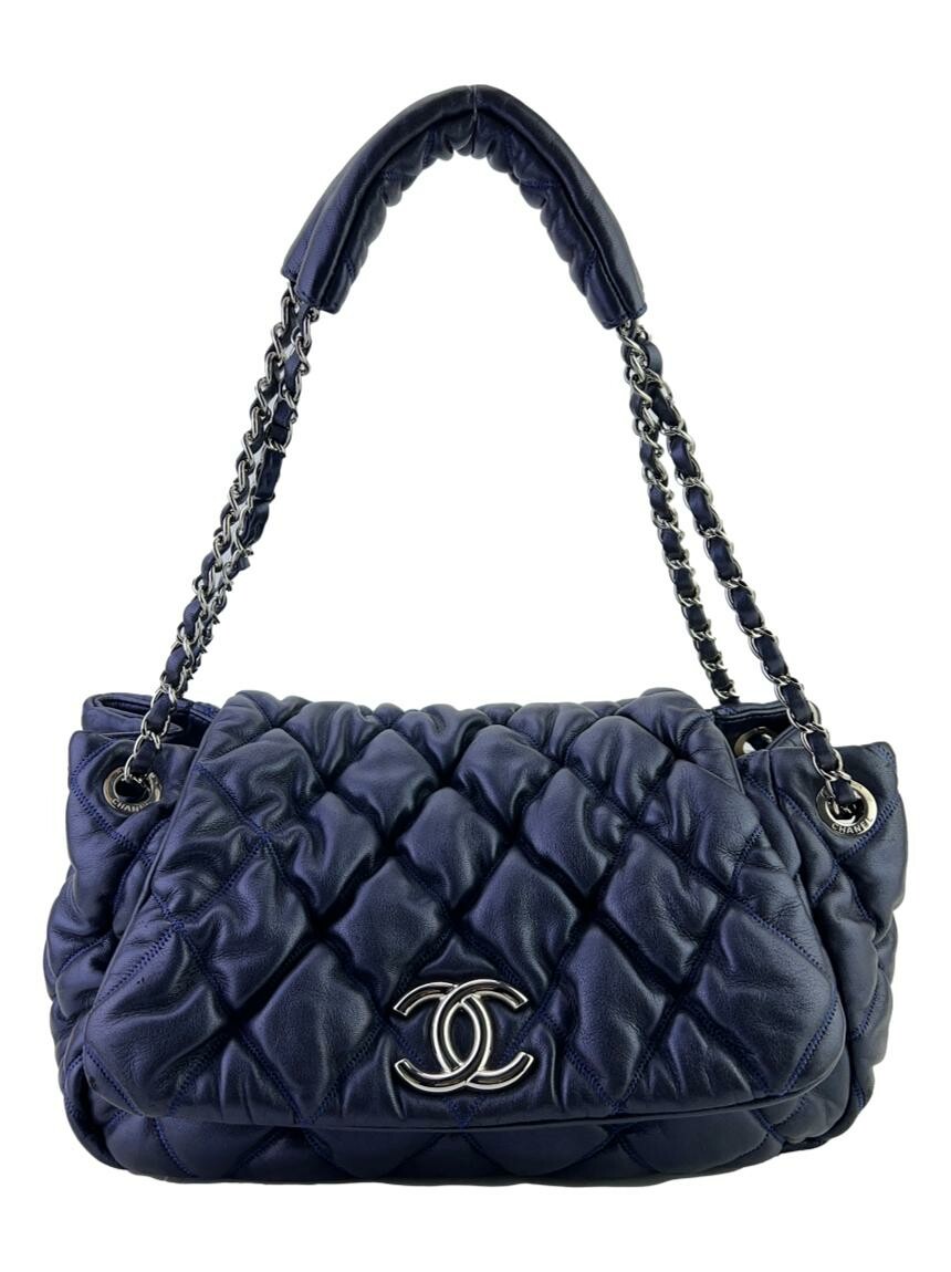 Bolsa Chanel Accordion Flap Bubble Quilted Azul - AAQT80 Original
