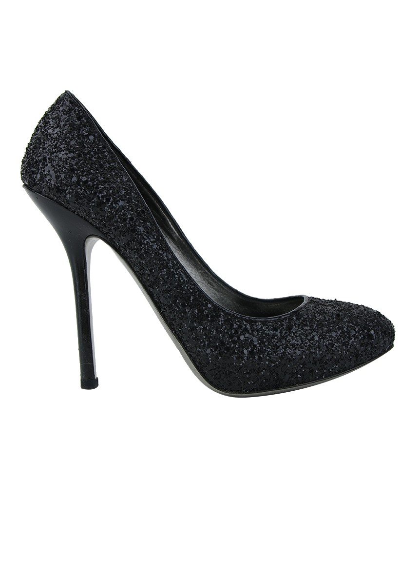 Sapato Miu Miu Glitter Preto NBQ14 Original Etiqueta Única