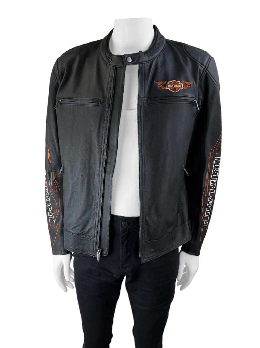 Veste De Course Vintage Harley Davidson Homme Taille L - Maille Noire Zippée, Bon état