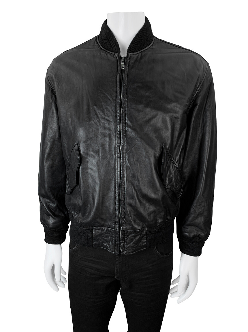 Jaqueta Hugo Boss Couro Preto ABIC15 Original Etiqueta Única