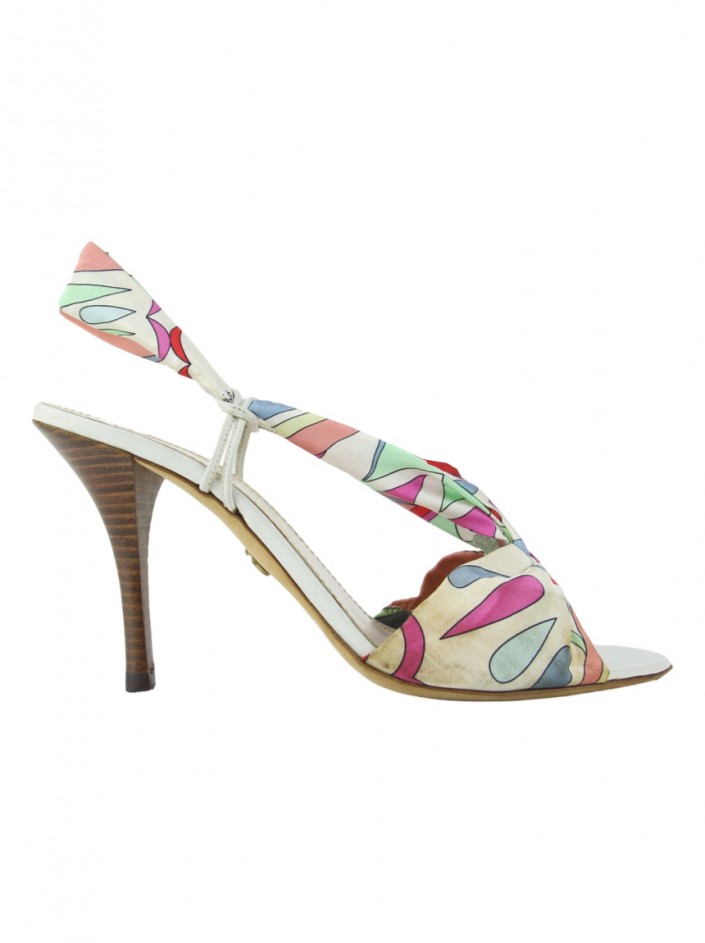Sandália Emilio Pucci Printed Satin Slingback