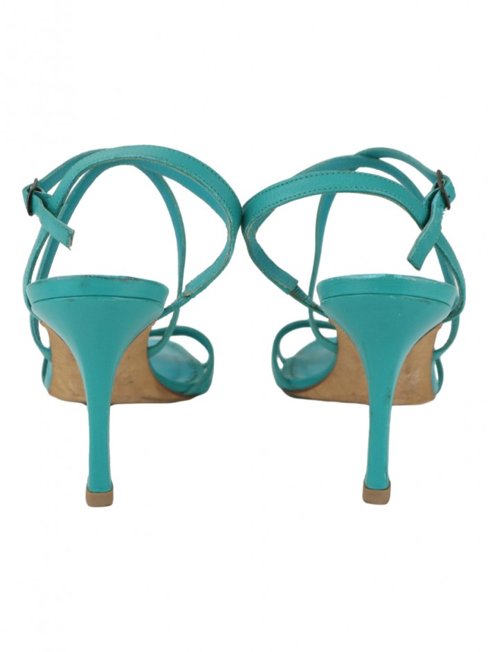 Sapato Manolo Blahnik Strappy Azul Turquesa - SBU80 Original Sapato Manolo Blahnik Strappy Azul Turquesa - SBU80 Original