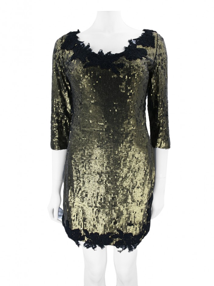 Vestido Iorane Paetê Ouro Velho MIC1 Original Etiqueta Única