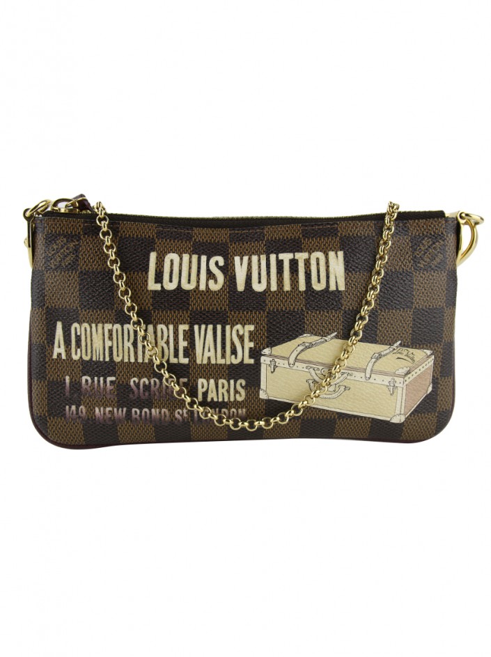 Louis Vuitton Valise Milla Damier Azur Pochette Bag White - Last