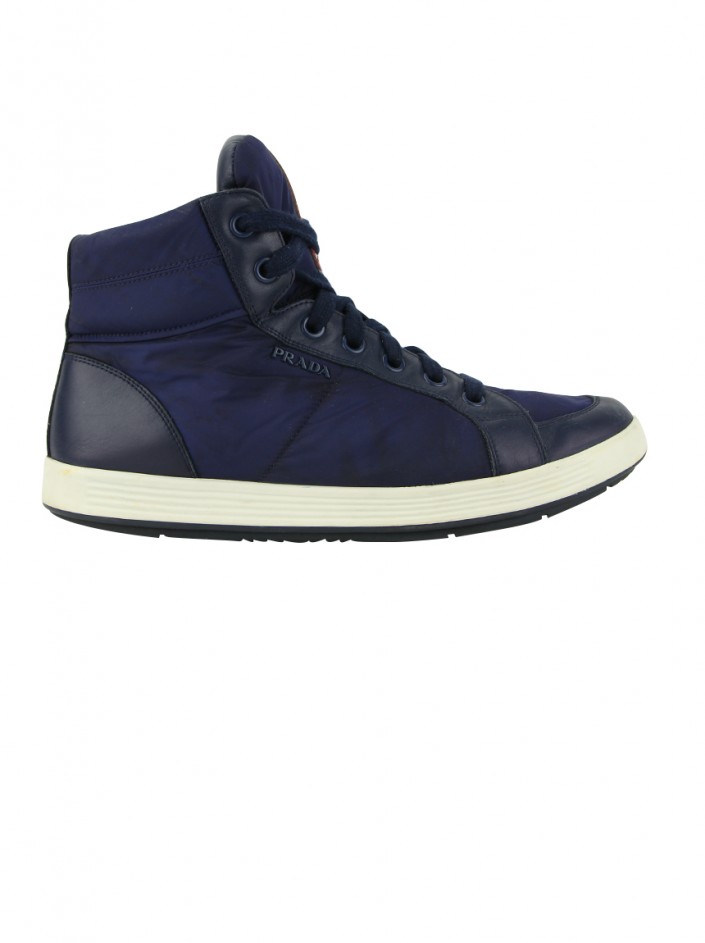 Tênis Prada High Top Nylon Azul Masculino