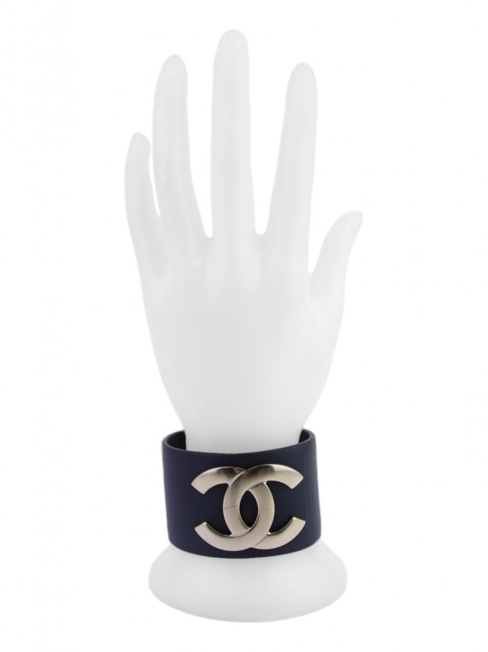 CHANEL CCロゴ バングル ブルー Bracelete Chanel CC Wide Cuff Small Azul - OTD46 Original