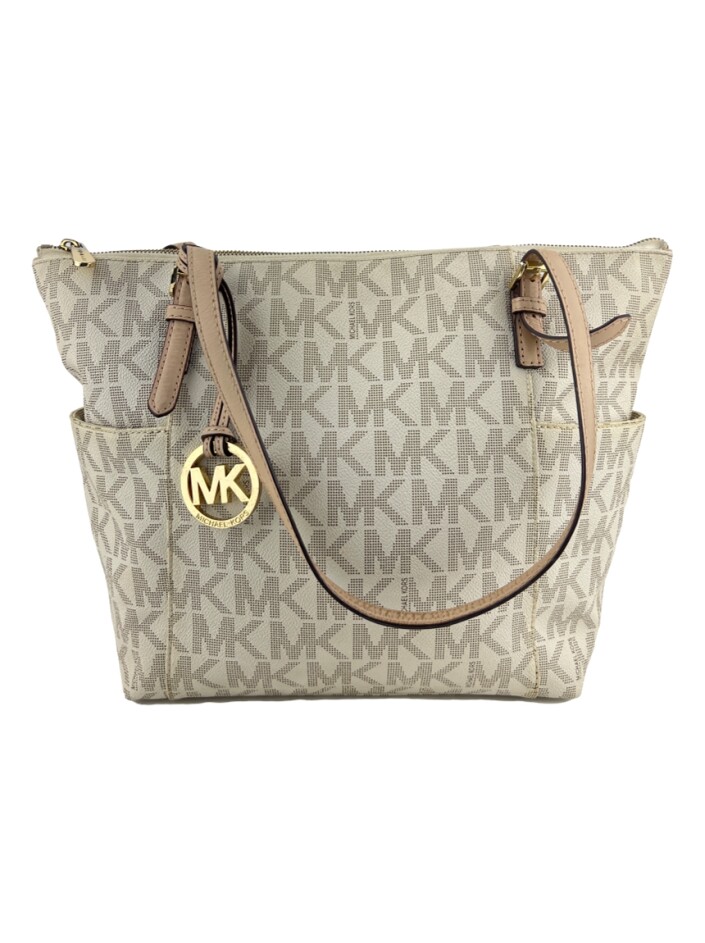 Bolsa com Alça Michael Michael Kors Jet Set Monogram Off White Original -  ACYZ8 | Etiqueta Única