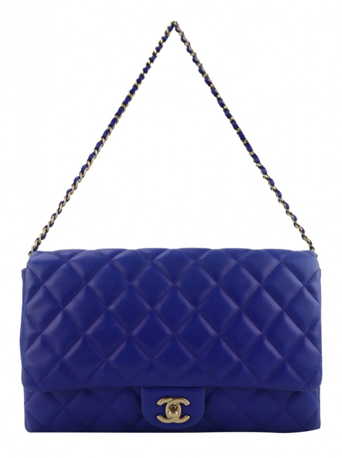 Bolsa Chanel Single Flap Matelassê Azul Royal Original - GS338
