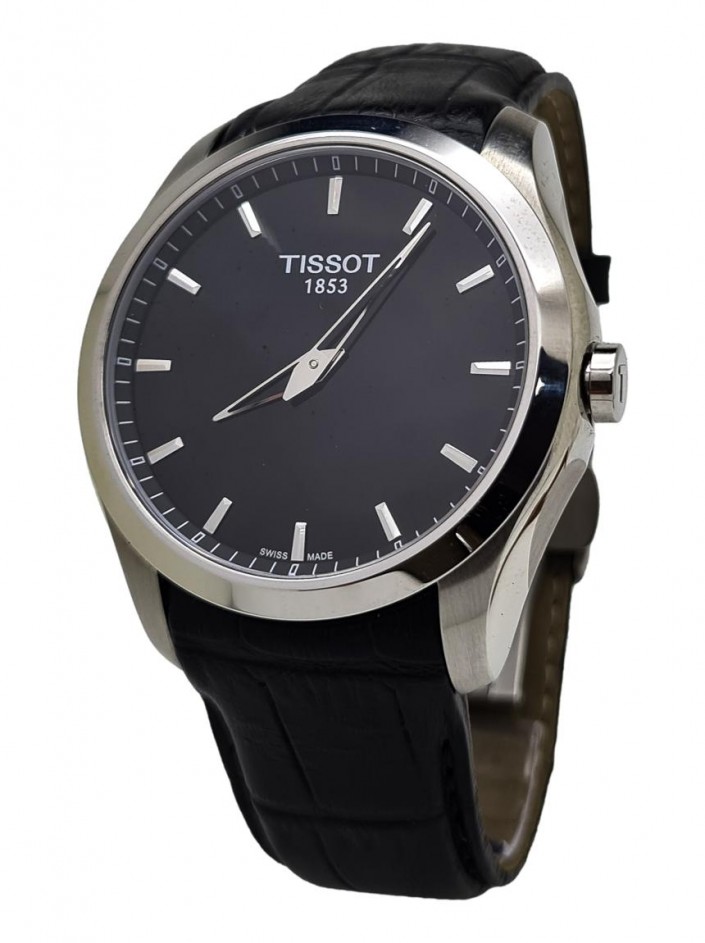 Rel gio Tissot Couturier Quartz Preto Original MGK197 Etiqueta