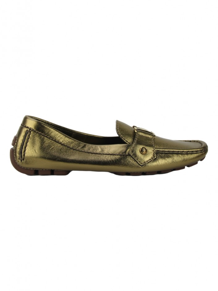 Mocassim Dourado de Couro Louis Vuitton