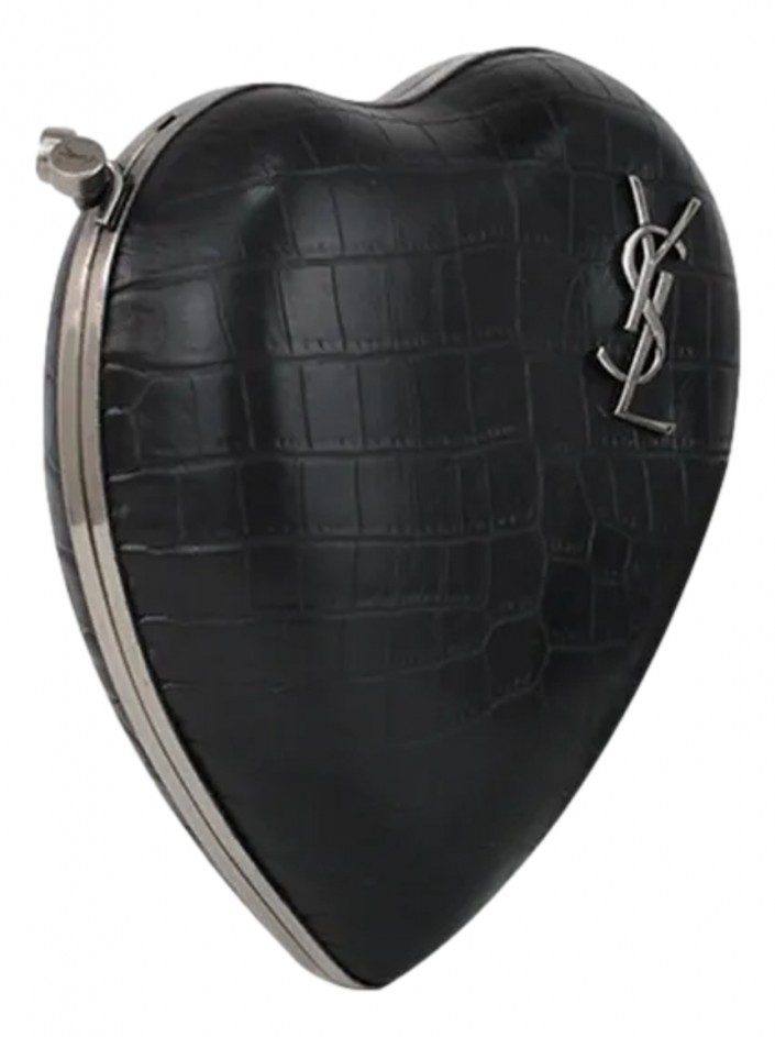 Clutch Yves Saint Laurent Love Box Croco Embossed Preta Original Etiqueta Unica