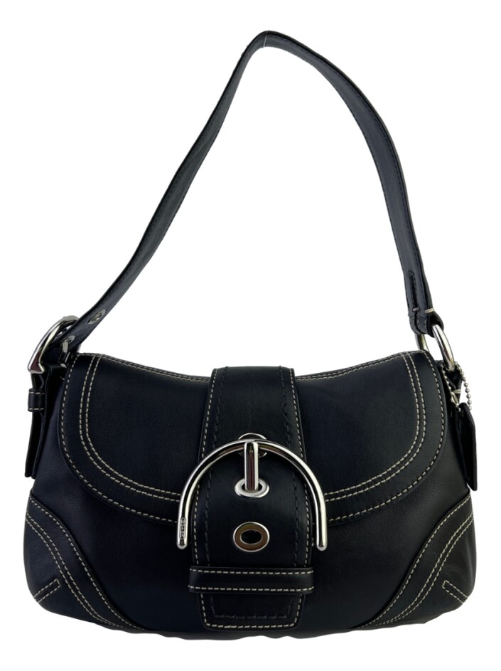 Bolsa Coach Soho Buckle Flap Couro Preto - ADBV5 Original