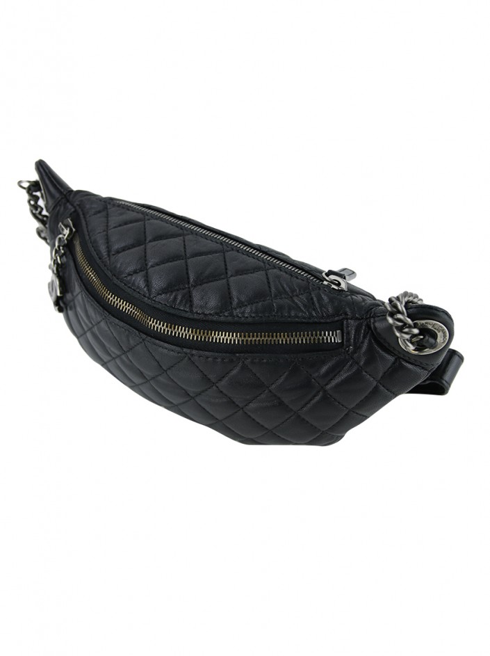 Pochete Chanel Banane Waist Bag Preto Original OJW2 Etiqueta Única