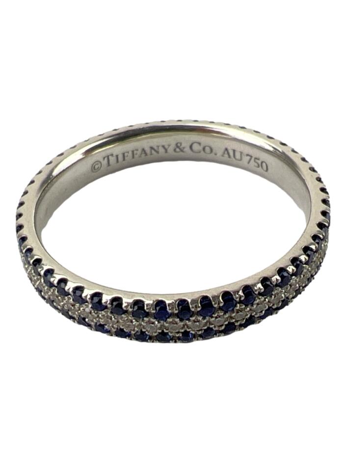 【h-318791130】Tiffany & Co. Anel Tiffany & Co Metro 18K Diamante Safira Azul - PSS291 Original