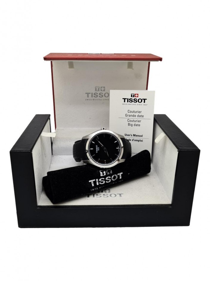 Rel gio Tissot Couturier Quartz Preto Original MGK197 Etiqueta