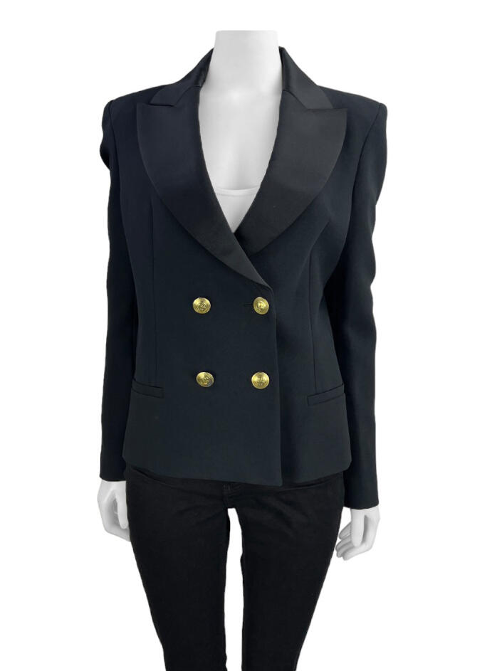 Blazer Balmain Tecido Preto BHRT16 Original Etiqueta Única