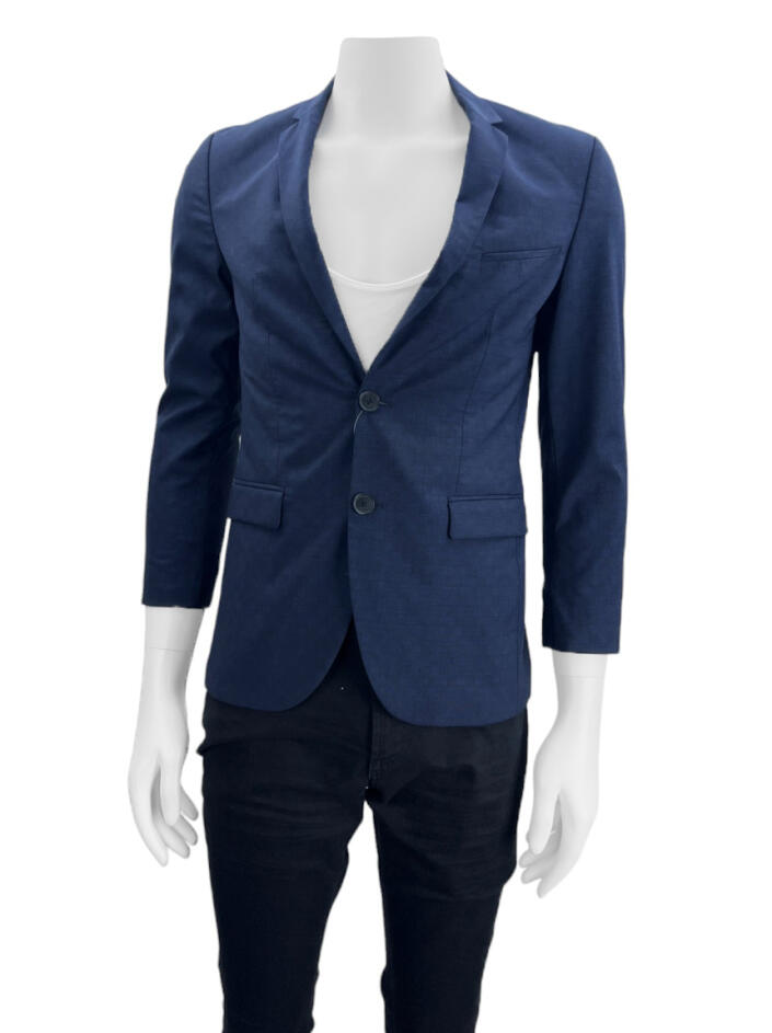 Buy Mast & Harbour Navy Blue Single Breasted Knitted Blazer
