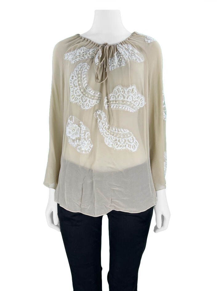 Blusa Agilità Bordados Bege