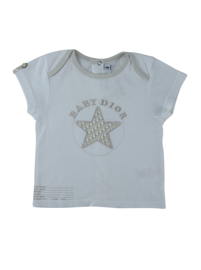 Blusa Baby Christian Dior Algodão Off White Infantil - RP473