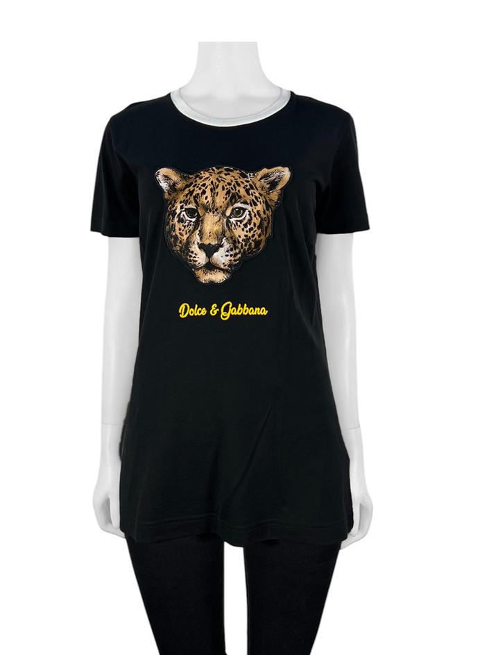 Blusa Dolce Gabbana Leopardo Preto GWF553 Original Etiqueta