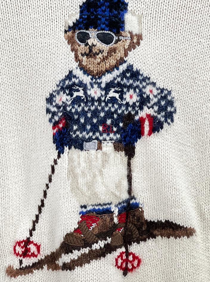 トップス POLO BEAR by RALPH LAUREN Blusa Polo Ralph Lauren Tricô Bear Off White - CGZA74 Original