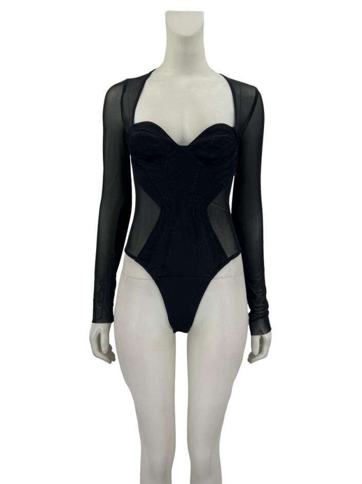 VANITY NAP ELIXIR BODYSUIT ブラック M body-zara-tecido-preto-tfn168-