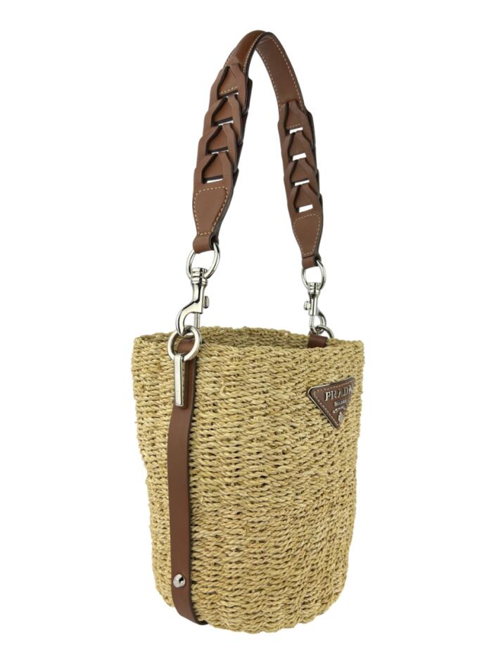 Bolsa Bucket Prada Raffia Marrom - ABOS281 Original | Etiqueta Única