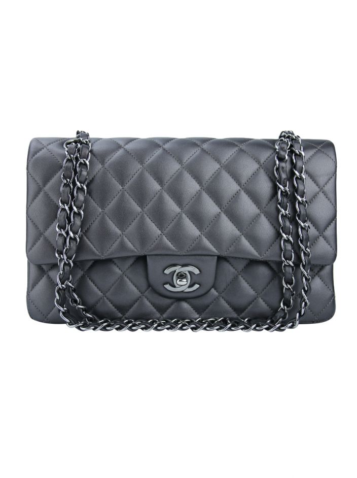 Bolsa Chanel Double Flap Medium Chumbo - BEQ86 Original