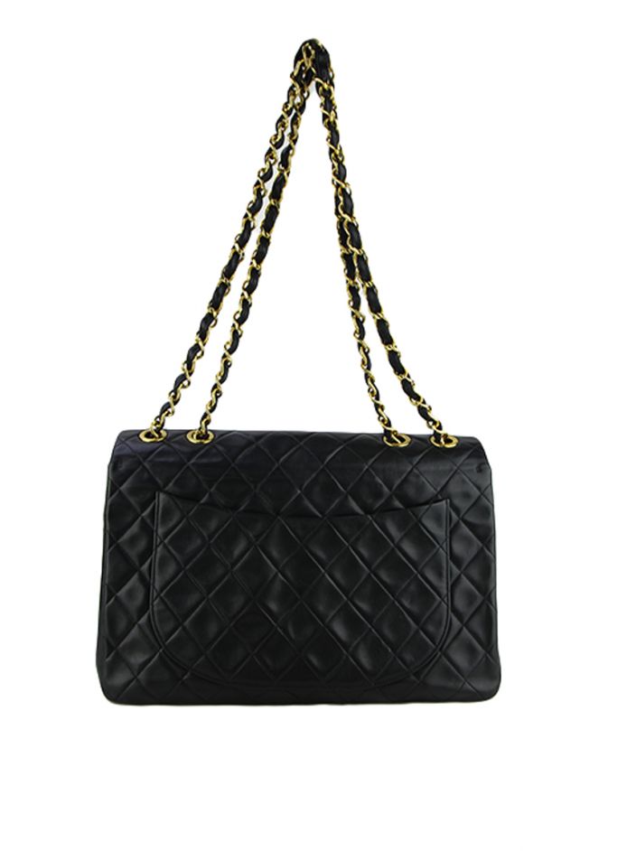 Bolsa Chanel Single Flap Quilted Jumbo Preto Vintage Original